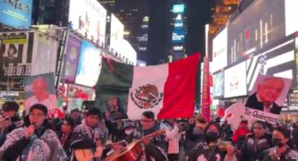 Festejo de AMLO llega hasta NY; mariachis celebran a la 4T en pleno Times Square: VIDEO