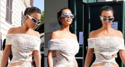 Kim Kardashian utiliza vestido de encaje en importante visita y causa revuelo