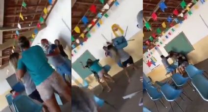 Hombre con su AMANTE se encuentra a su esposa en centro de vacunación y se arma PELEA campal: VIDEO VIRAL