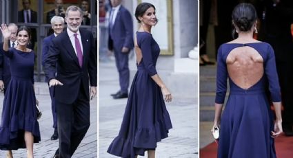 Reina Letizia de España muestra su tonificada figura en atrevido vestido azul marino