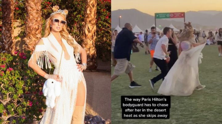 Paris Hilton obliga a su guardaespaldas a perseguirla en el Coachella en cómico momento viral: VIDEO