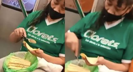 ¿Cuántos para llevar? Captan a mujer preparándose tacos en vagón del metro de la CDMX: Video