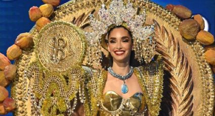 En Miss Universo, concursante de El Salvador usa traje inspirado en el bitcoin... y en redes no la perdonan