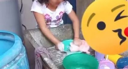 Niña se hace viral por cantar "Qué Agonía", de Ángela Aguilar y Yuridia, mientras lava los trastes