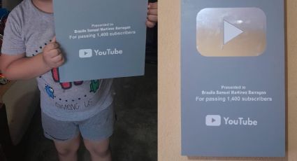 ¡Papá del año! Le construye placa de "YouTube" para celebrar sus 1,400 suscriptores | FOTO