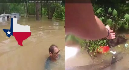 Policía rescata a hombre y sus 3 perros tras inundación en Río San Jacinto, Texas | VIDEO
