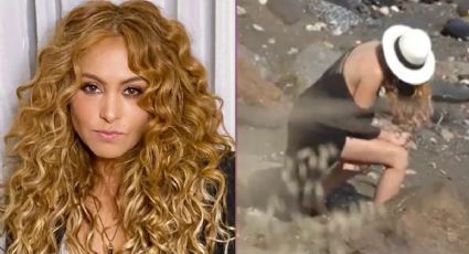 Captan a Paulina Rubio haciendo del baño en plena playa; usó piedras para limpiarse | VIDEO