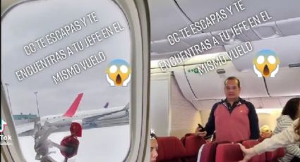 ¡Atrapada! Se escapa del trabajo para irse de vacaciones y se encuentra a su jefe en el mismo avión | VIDEO