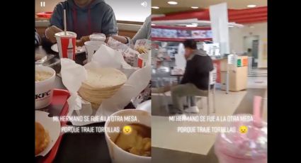 Joven se aparta de su familia que llevó tortillas a restaurante y se hace viral, le llueven críticas: VIDEO